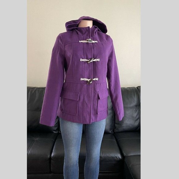 Old Navy Jackets & Blazers - Old Navy Purple Women's Ladies Teens  Hooded Toggle Pea Coat Jacket  size S/P/P